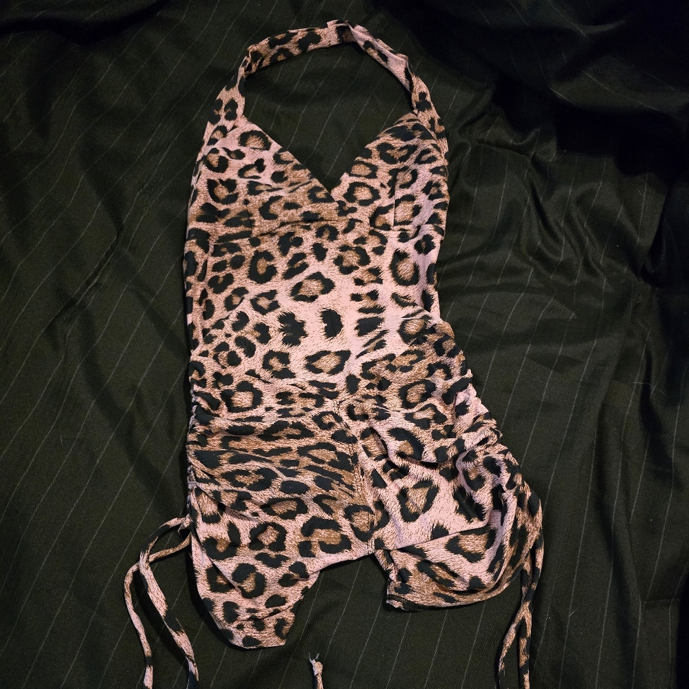 Leopard Print Halter Bodysuit